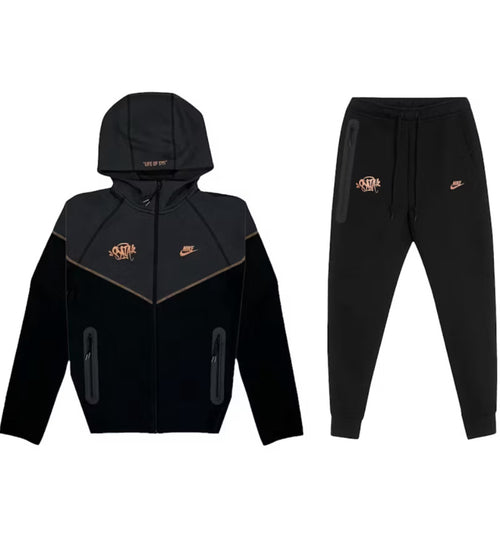 Nike Sportswear x Central Cee Tech Fleece Hoodie & Joggers Set Black/Metallic Red Bronze
